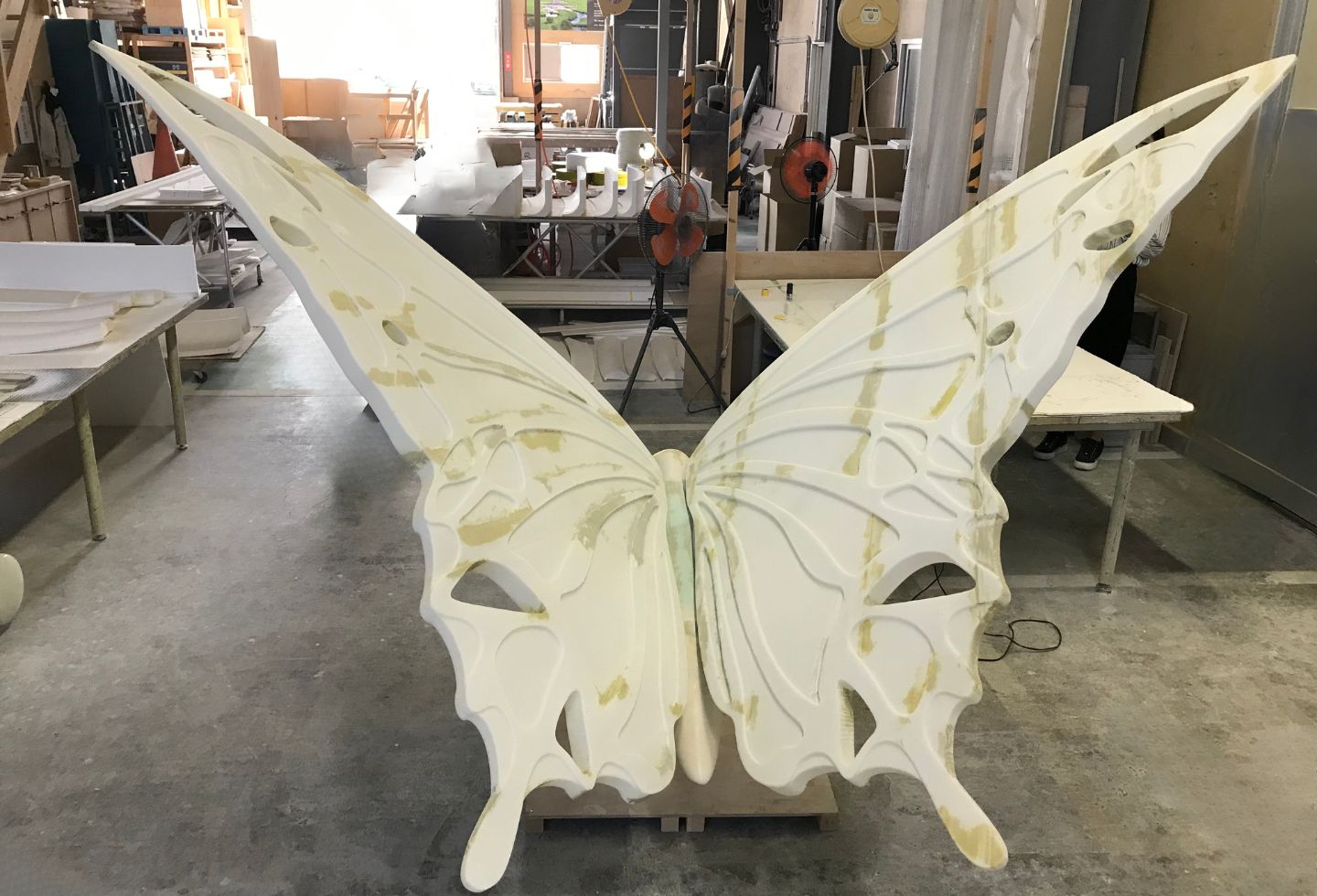 工場にて仮組みした蝶の３D造形