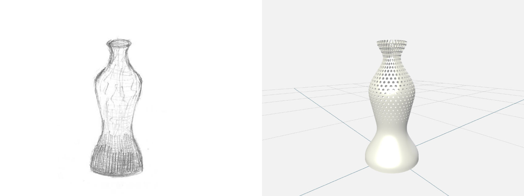 ラフスケッチと3Dデータ